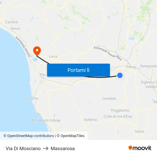 Via Di Mosciano to Massarosa map