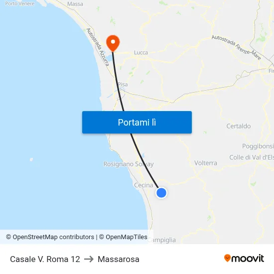 Casale V. Roma 12 to Massarosa map