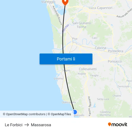 Le Forbici to Massarosa map
