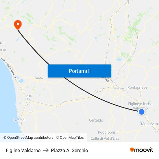 Figline Valdarno to Piazza Al Serchio map