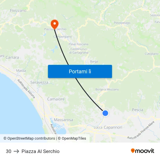 30 to Piazza Al Serchio map