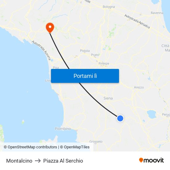 Montalcino to Piazza Al Serchio map