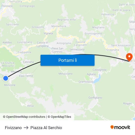 Fivizzano to Piazza Al Serchio map