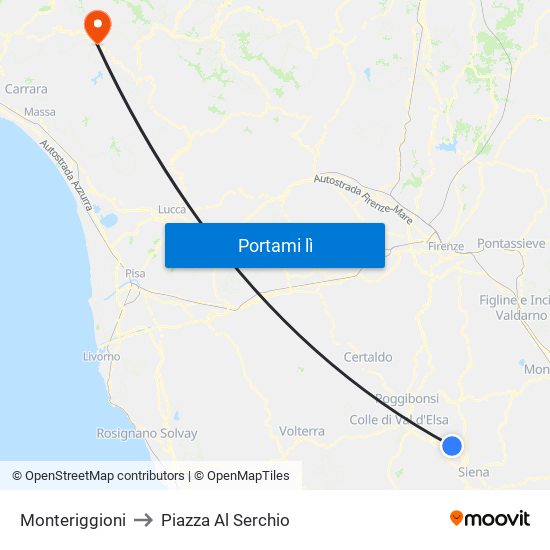 Monteriggioni to Piazza Al Serchio map