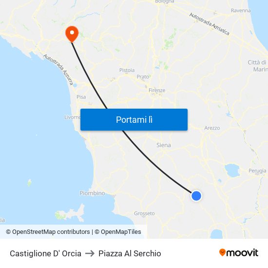 Castiglione D' Orcia to Piazza Al Serchio map