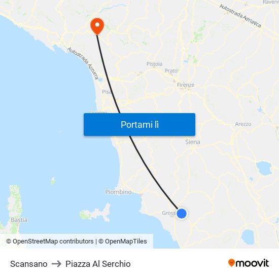Scansano to Piazza Al Serchio map