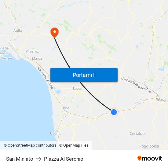 San Miniato to Piazza Al Serchio map
