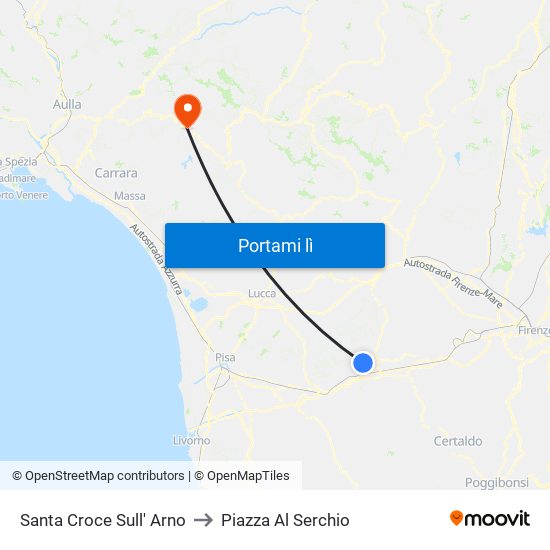Santa Croce Sull' Arno to Piazza Al Serchio map