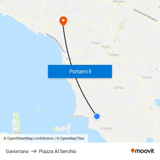 Gavorrano to Piazza Al Serchio map