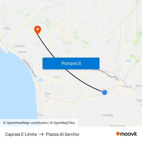 Capraia E Limite to Piazza Al Serchio map