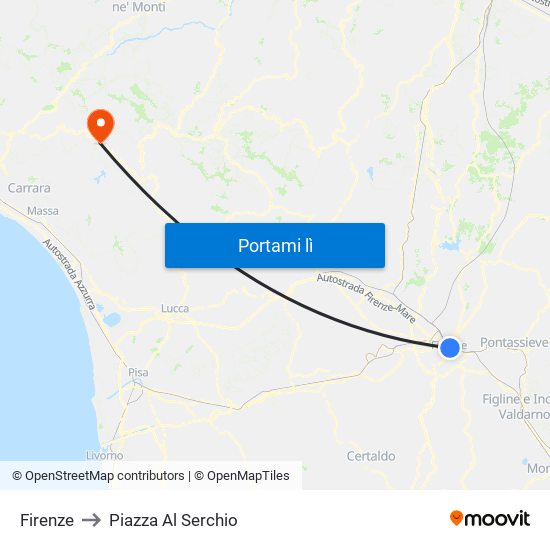 Firenze to Piazza Al Serchio map