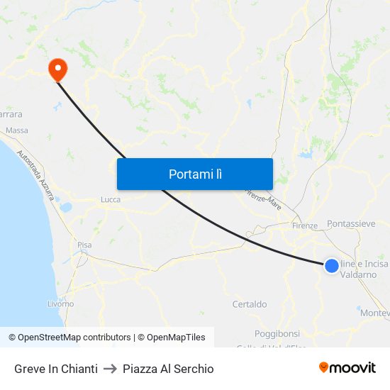 Greve In Chianti to Piazza Al Serchio map