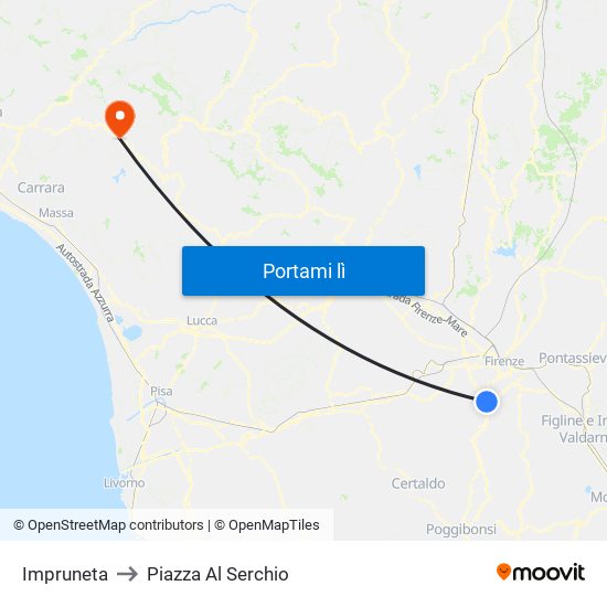Impruneta to Piazza Al Serchio map