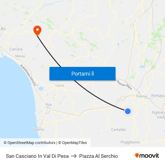 San Casciano In Val Di Pesa to Piazza Al Serchio map