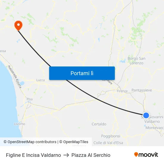 Figline E Incisa Valdarno to Piazza Al Serchio map