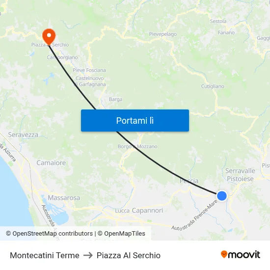 Montecatini Terme to Piazza Al Serchio map