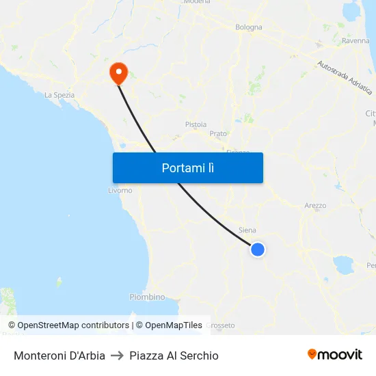 Monteroni D'Arbia to Piazza Al Serchio map