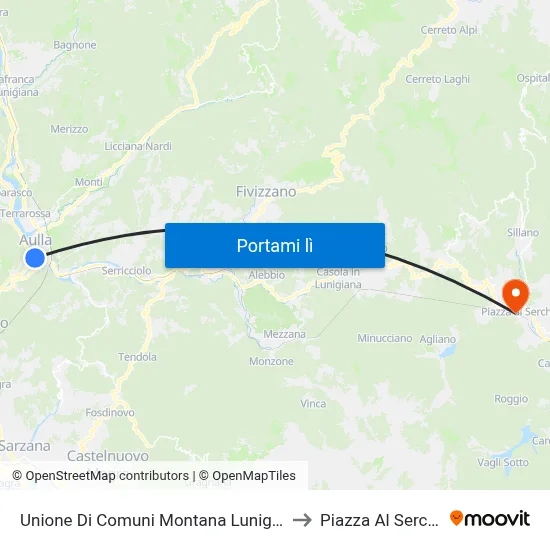 Unione Di Comuni Montana Lunigiana to Piazza Al Serchio map