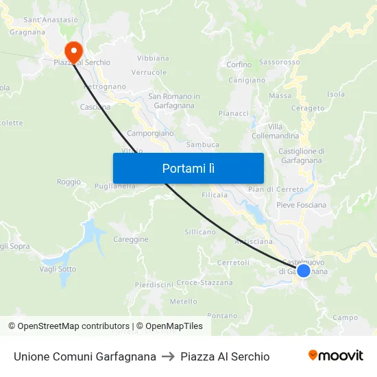 Unione Comuni Garfagnana to Piazza Al Serchio map