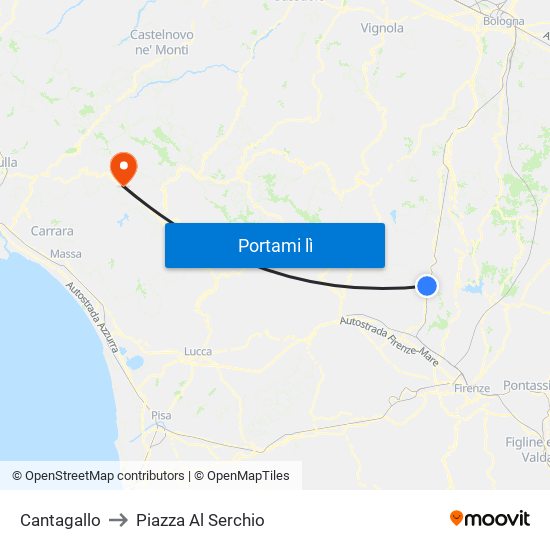 Cantagallo to Piazza Al Serchio map