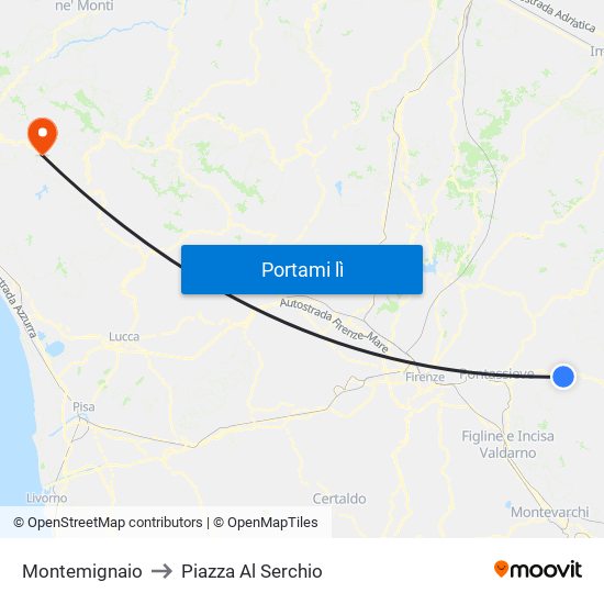 Montemignaio to Piazza Al Serchio map