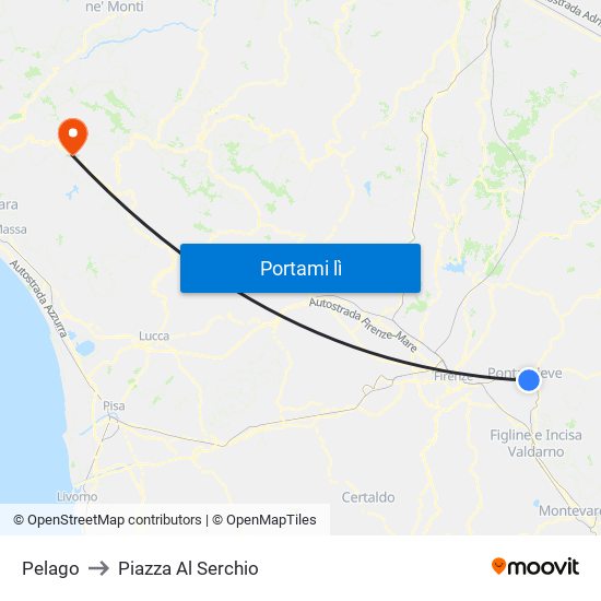 Pelago to Piazza Al Serchio map