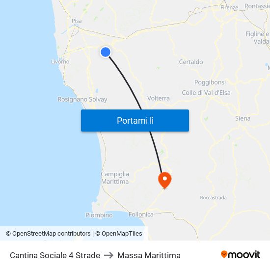 Cantina Sociale 4 Strade to Massa Marittima map