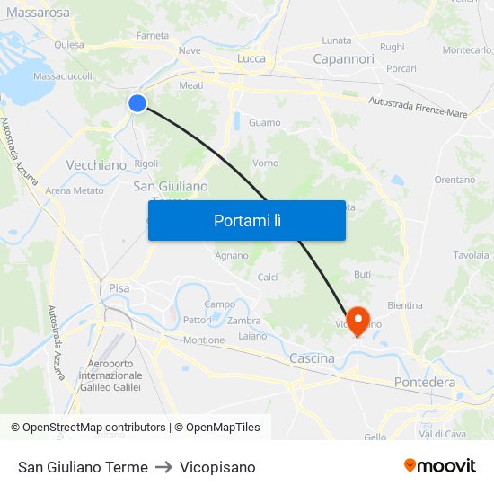 San Giuliano Terme to Vicopisano map