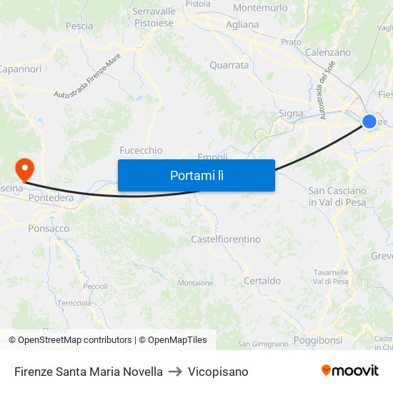 Firenze Santa Maria Novella to Vicopisano map