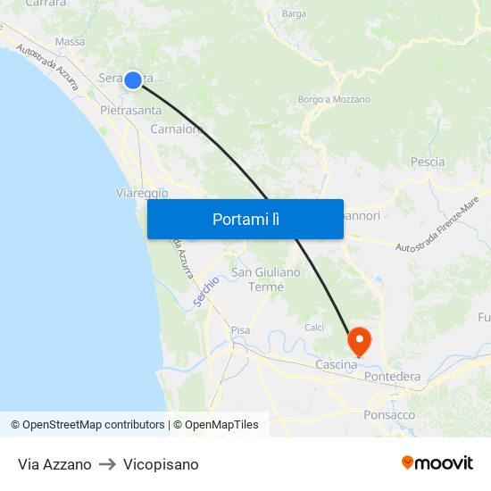 Via Azzano to Vicopisano map