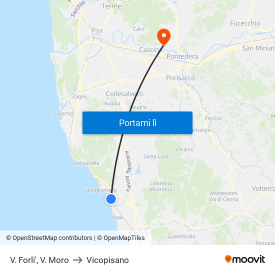 V. Forli',  V. Moro to Vicopisano map