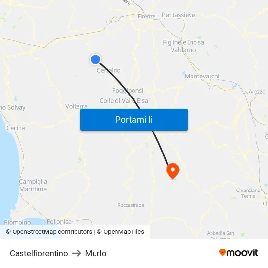 Castelfiorentino to Murlo map