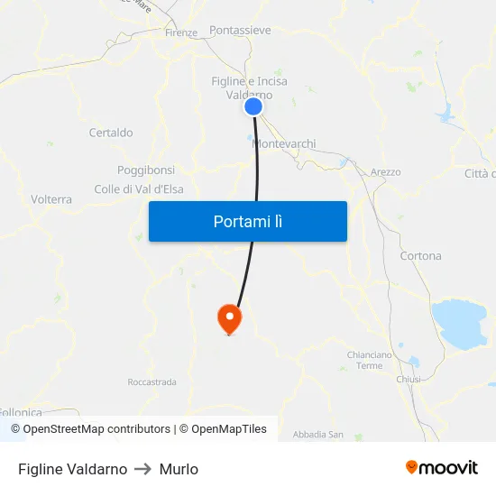 Figline Valdarno to Murlo map