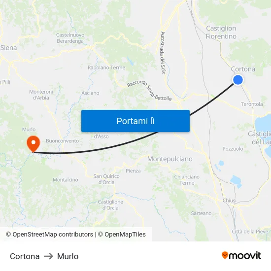Cortona to Murlo map