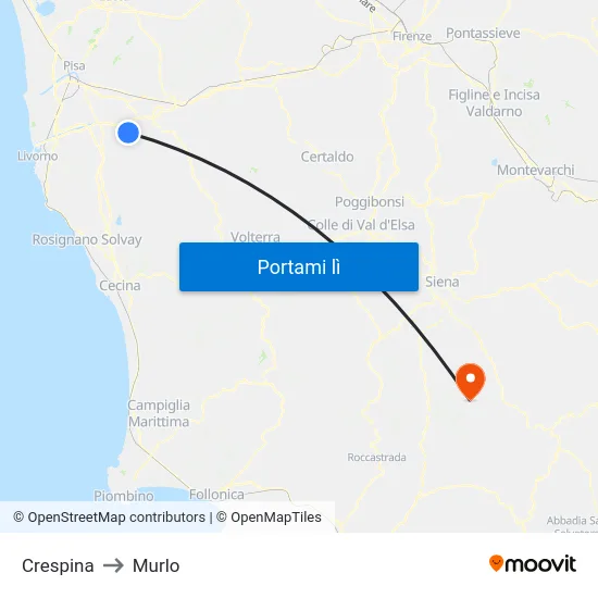 Crespina to Murlo map