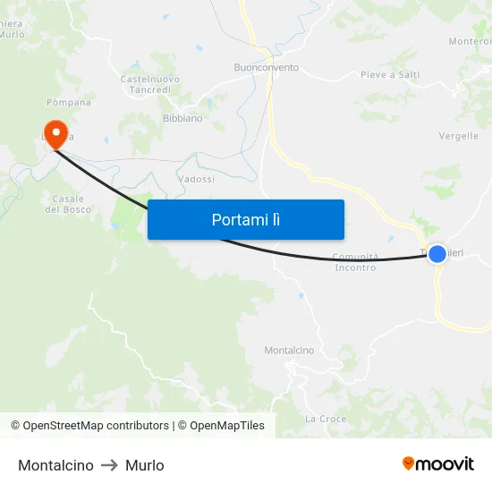 Montalcino to Murlo map