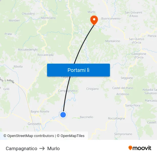 Campagnatico to Murlo map