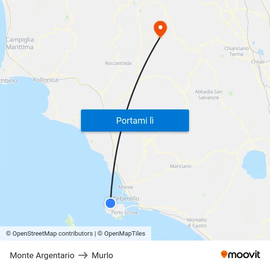 Monte Argentario to Murlo map
