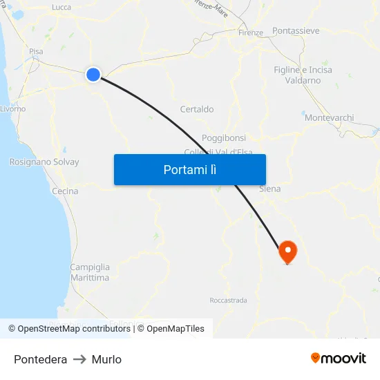 Pontedera to Murlo map