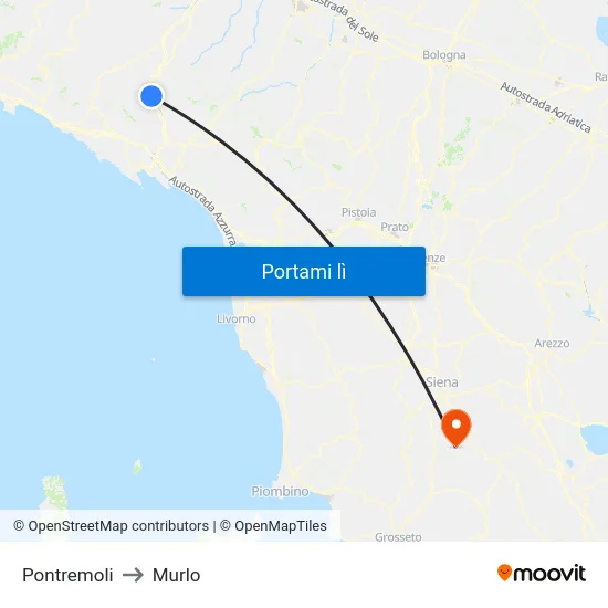 Pontremoli to Murlo map