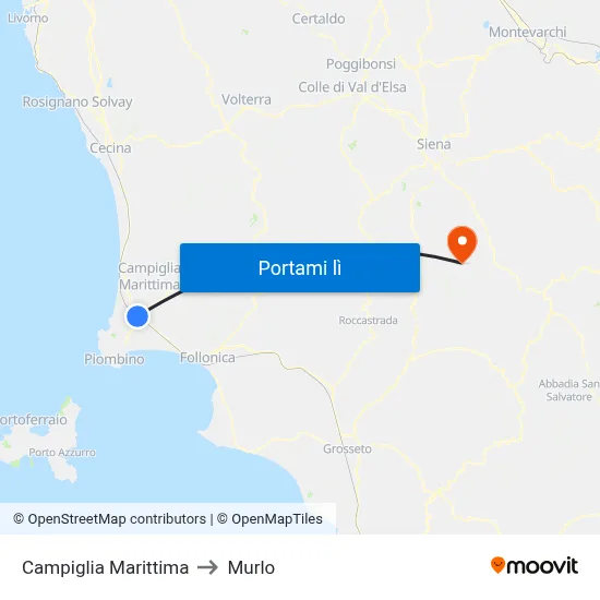 Campiglia Marittima to Murlo map