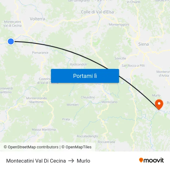 Montecatini Val Di Cecina to Murlo map