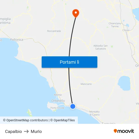Capalbio to Murlo map