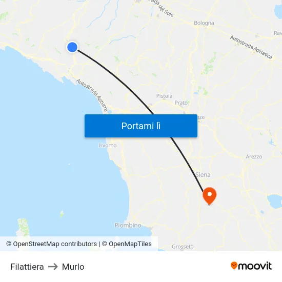 Filattiera to Murlo map