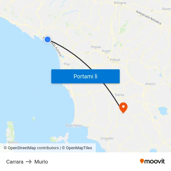 Carrara to Murlo map