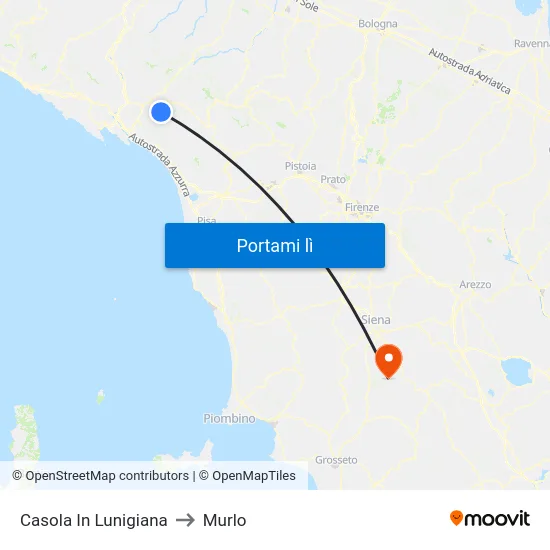 Casola In Lunigiana to Murlo map