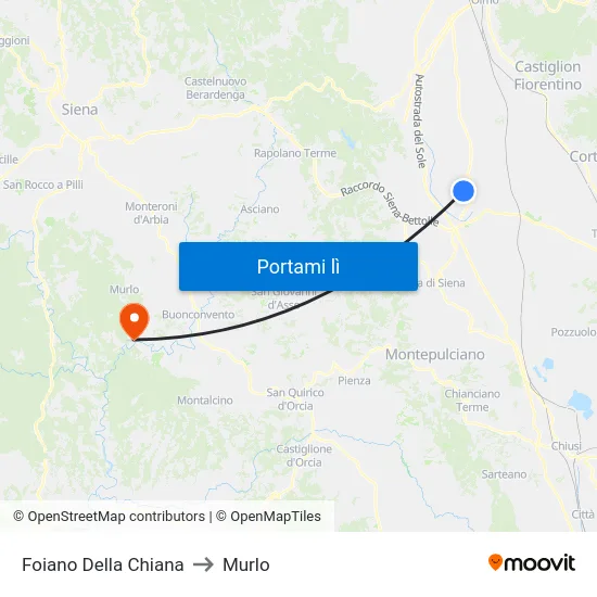 Foiano Della Chiana to Murlo map