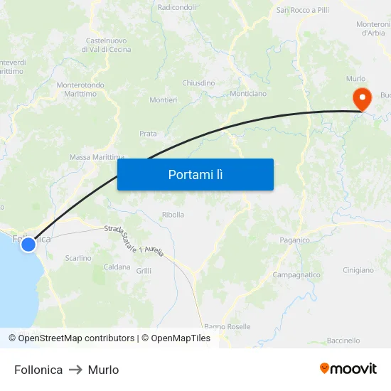 Follonica to Murlo map