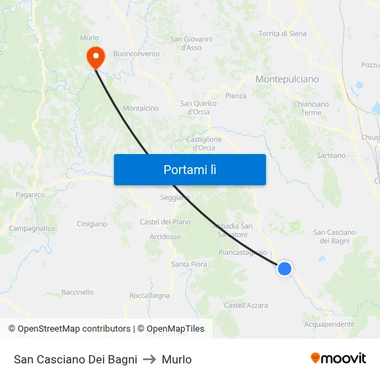 San Casciano Dei Bagni to Murlo map