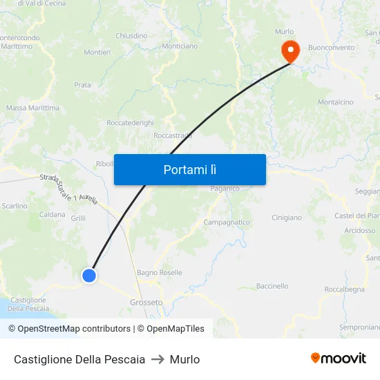 Castiglione Della Pescaia to Murlo map